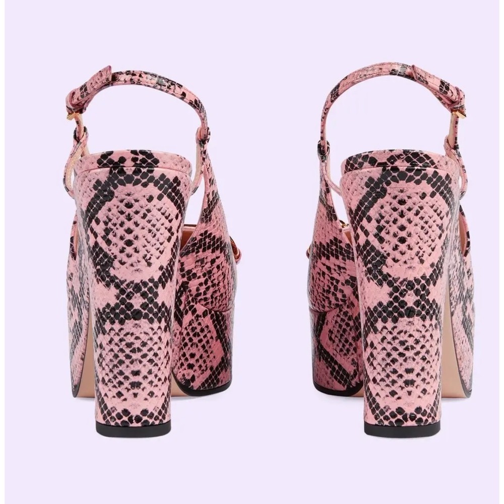Gucci Horsebit Platform Python Print Leather High… - image 7